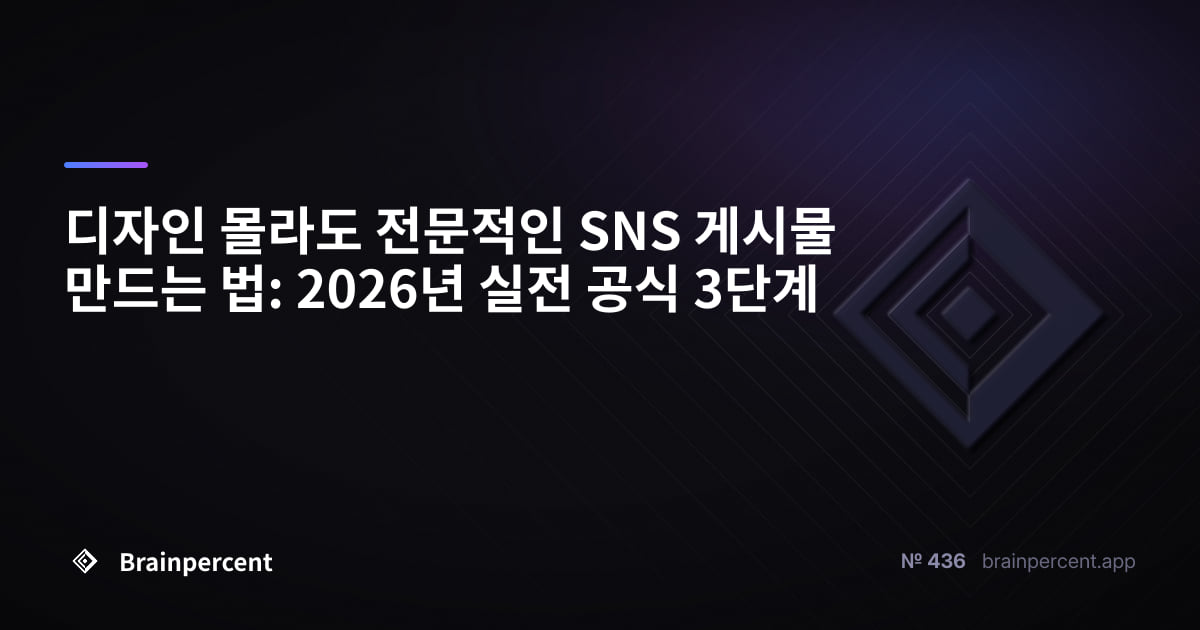 디자인 몰라도 전문적인 SNS 게시물 만드는 법: 2026년 실전 공식 3단계