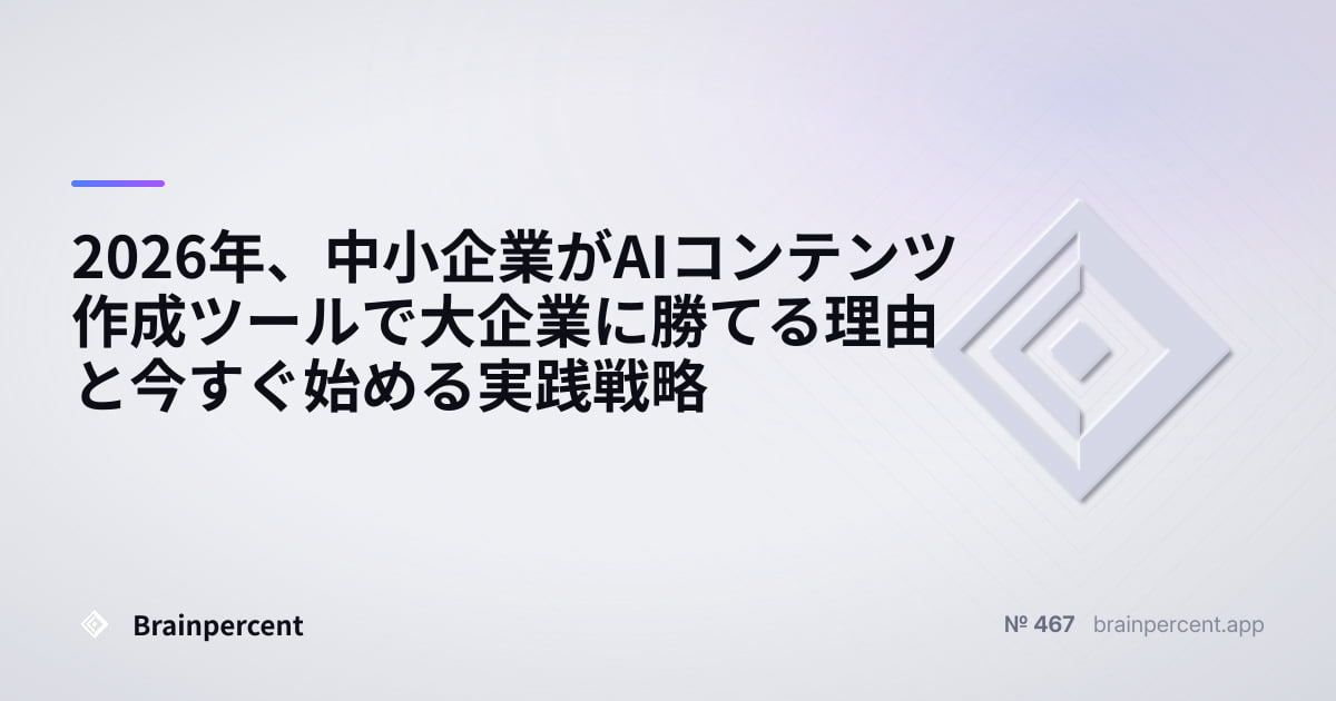 Featured image for: 2026年、中小企業がAIコンテンツ作成ツールで大企業に勝てる理由と今すぐ始める実践戦略