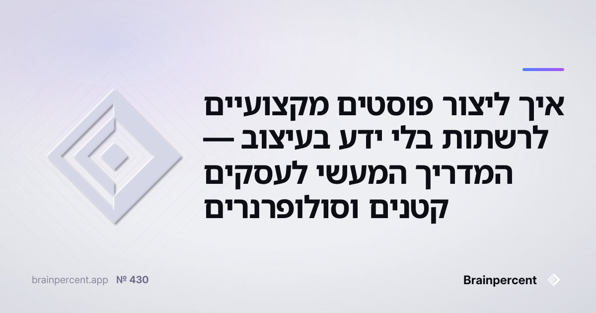Featured image for: איך ליצור פוסטים מקצועיים לרשתות בלי ידע בעיצוב — המדריך המעשי לעסקים קטנים וסולופרנרים