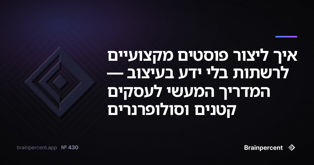 Featured image for: איך ליצור פוסטים מקצועיים לרשתות בלי ידע בעיצוב — המדריך המעשי לעסקים קטנים וסולופרנרים