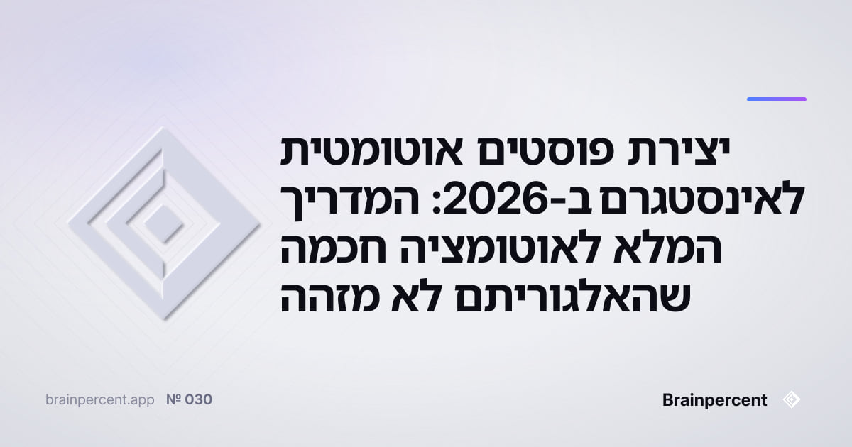 Featured image for: יצירת פוסטים אוטומטית לאינסטגרם ב-2026: המדריך המלא לאוטומציה חכמה שהאלגוריתם לא מזהה