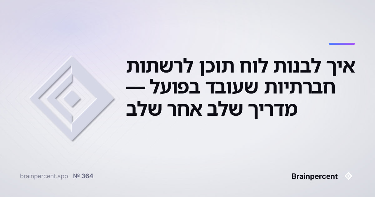 Featured image for: איך לבנות לוח תוכן לרשתות חברתיות שעובד בפועל — מדריך שלב אחר שלב