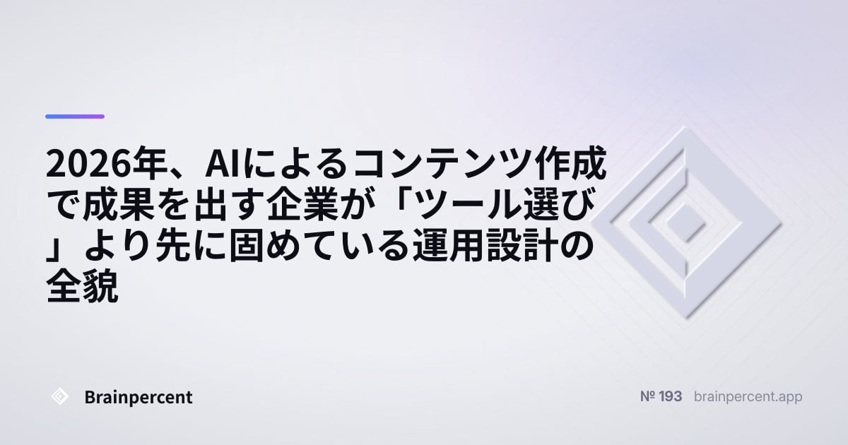 Featured image for: 2026年、AIによるコンテンツ作成で成果を出す企業が「ツール選び」より先に固めている運用設計の全貌