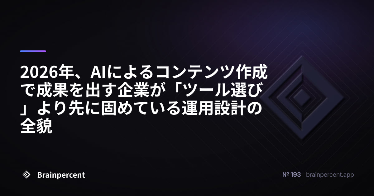 Featured image for: 2026年、AIによるコンテンツ作成で成果を出す企業が「ツール選び」より先に固めている運用設計の全貌