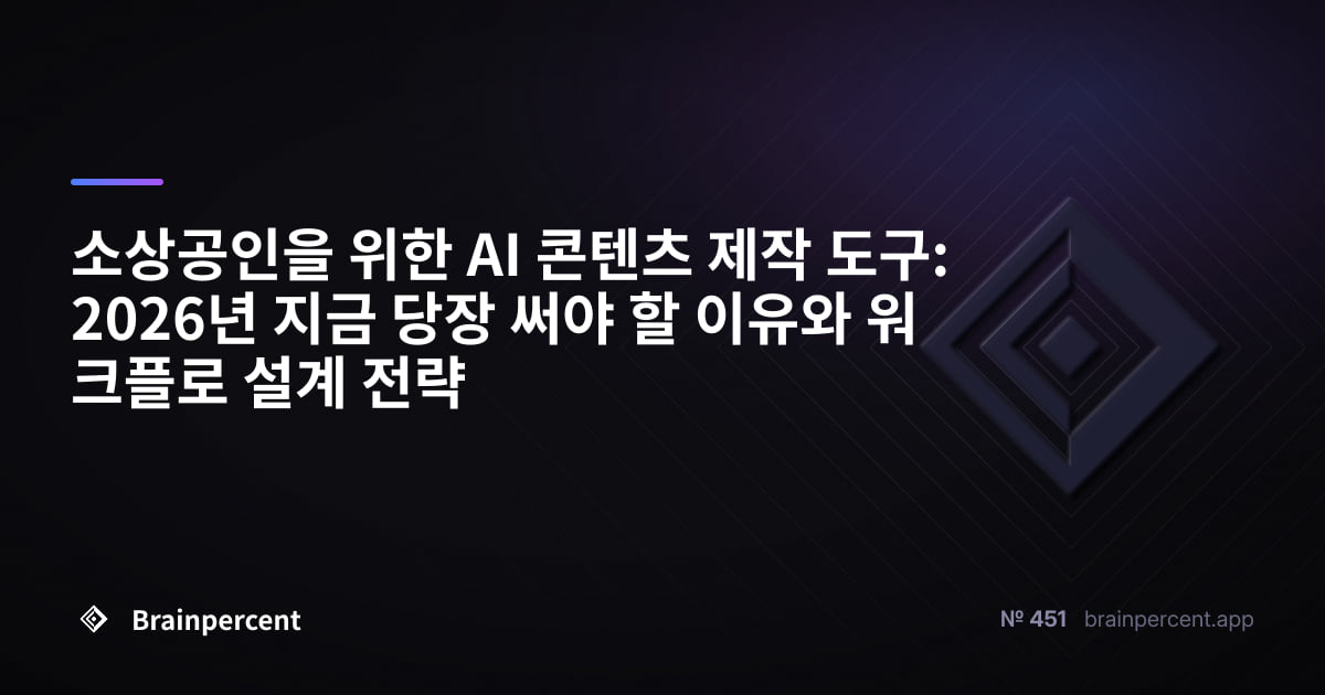 소상공인을 위한 AI 콘텐츠 제작 도구: 2026년 지금 당장 써야 할 이유와 워크플로 설계 전략