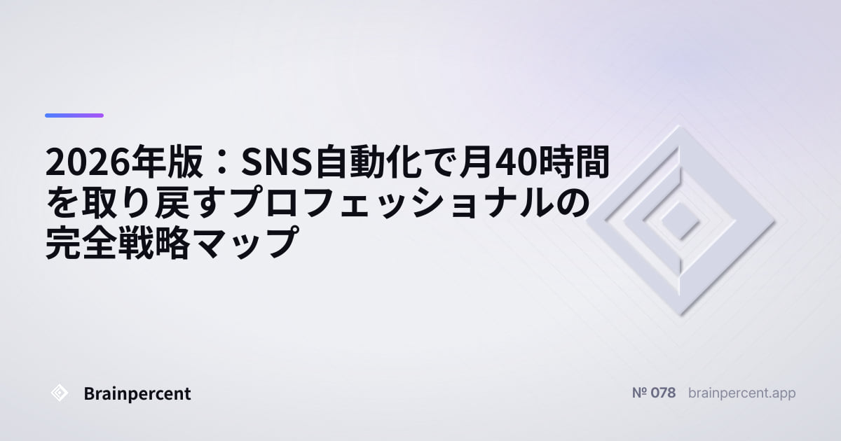 Featured image for: 2026年版:SNS自動化で月40時間を取り戻すプロフェッショナルの完全戦略マップ
