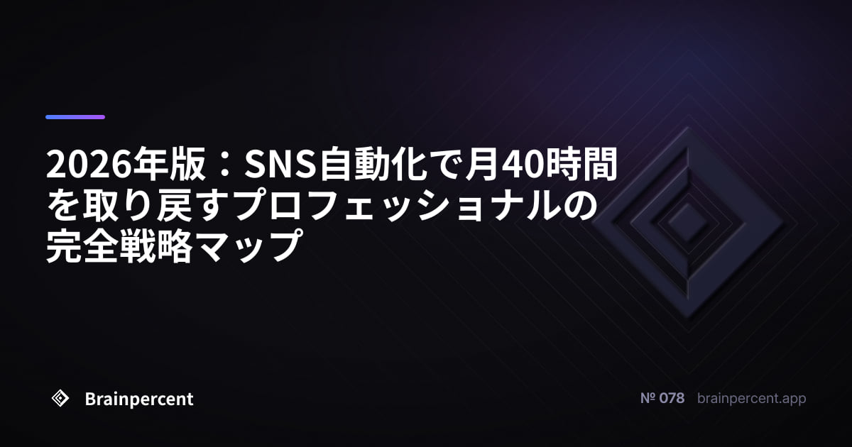 Featured image for: 2026年版:SNS自動化で月40時間を取り戻すプロフェッショナルの完全戦略マップ