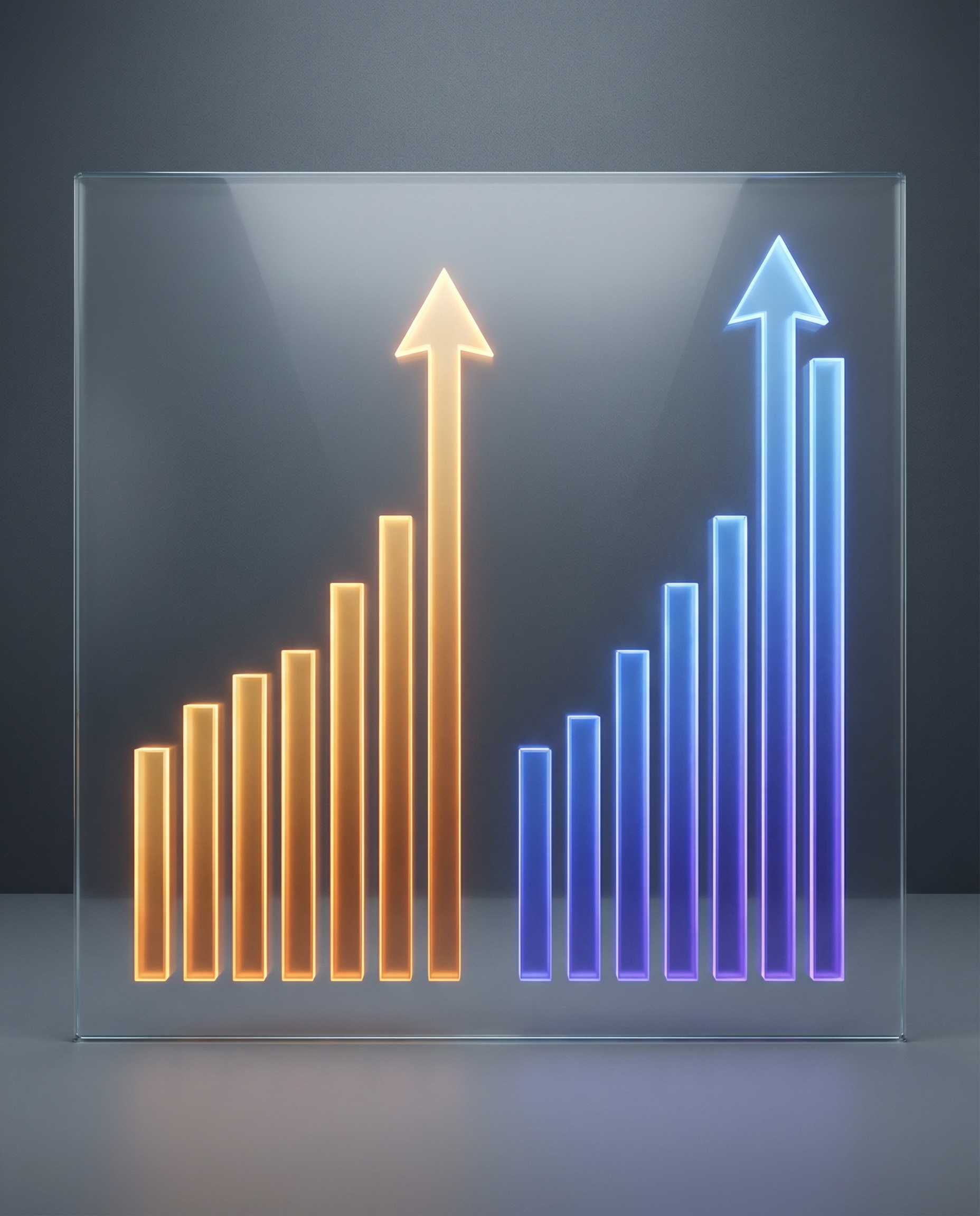 Infographic with dual bar charts representing AWS investments in Anthropic and OpenAI, with arrows indicating growth trends and contrasting colors for each company.