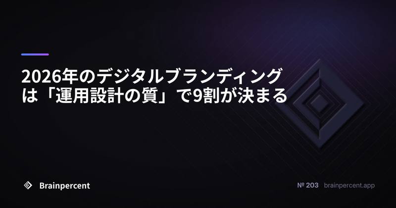 2026年のデジタルブランディングは「運用設計の質」で9割が決まる