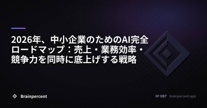 2026年、中小企業のためのAI完全ロードマップ：売上・業務効率・競争力を同時に底上げする戦略