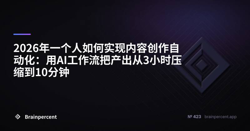 2026年一个人如何实现内容创作自动化：用AI工作流把产出从3小时压缩到10分钟